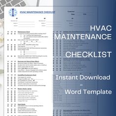 the hvac maintenance checklist is displayed on top of a desk