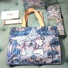 Dior Around The World Straw Tote Bag & Matching Notebook With Dior Pencils. Also Included Small Dior Dust Bag With Samples. New In Boxes Straw Tote Bag, Straw Tote, Womens Tote Bags, Dior Bag, Straw, Around The Worlds, Dust Bag, Dior, Notebook