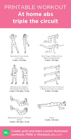 the printable workout poster shows how to do an abs and triceptic exercises