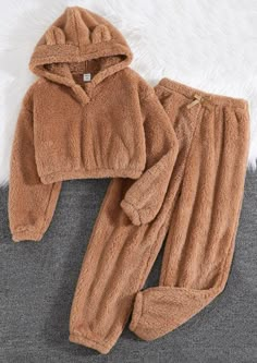 Teddy Hoodie, Cute Dress Outfits, Top And Pants Set, Easy Trendy Outfits, Coffee Brown, Weekend Wear, Really Cute Outfits, Knit Outfit