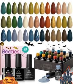 PRICES MAY VARY. WHAT YOU GET: Beetles' 2024 popular nail colors include 20 pcs Gel Polish Colors (5ml each bottle) + 3 x No Wipe Base and Glossy & Matte Top Coat (7.5ml each bottle). Beetles Gel Nail Polish Set features 20 beautiful shades of popular and trendy colors suitable for daily routine life! Ideal Gift for Her: Beetles nail gel polish kit comes in a beautiful gift box. It is appropriate for any holiday or special event. No more struggling to decide which colors to select. Glam and glitter nail designs can be freely finished with these vibrant color gels. Easy Application and Good Tenacity: Beetles gel polish kit is long-lasting for 28+ days with perfect shine under proper application - with base gel top coat under the full application process and needs to be cured under LED/UV li Fall Gel Nail Polish, Beetles Gel Polish, Glitter Nail Designs, Popular Nail Colors, Halloween Green, Routine Life, Home Manicure, Witchy Nails, Nail Polish Kit