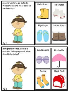 an image of different types of shoes and clothing for children to wear in the winter