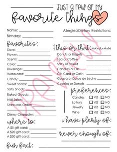 a printable valentine's day gift list