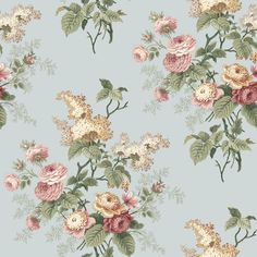 Shop Waverly Emma's Garden Peel & Stick Wallpaper in Blue at Burke Decor today. Quick ship and free shipping available for select items in the US. International shipping available. Wallpaper In Blue, Wallpaper Print, Peel And Stick Vinyl, Affordable Decor, Blue Vinyl, Peel Stick Wallpaper, Garden Roses