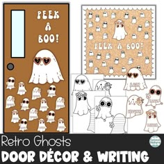 the retro ghost door decor and writing activity pack