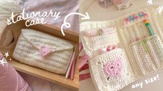 crochet baby blanket and diaper set in wooden box