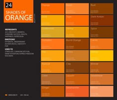 the shades of orange are shown in this poster