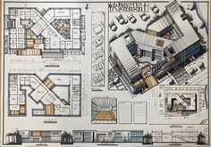 an architectural drawing shows the layout of a house and its surrounding areas, including two floors