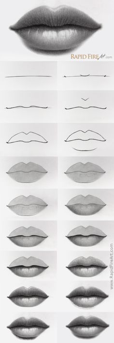 the different types of lips are shown in black and white