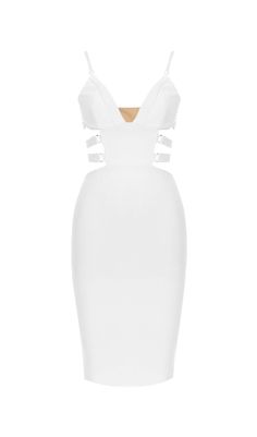 BANDAGE STRAPPY WAIST-TIGHTENING MIDI DRESS IN WHITE Midi Dress Style, Strappy Dresses, Ruched Dress, Bandage Dress, Corset Dress, Product Images, Stunning Dresses, Feel Confident, Women's Fashion Dresses