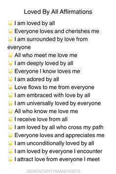 a poem with the words i am loved by all affirmmations on it