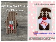 an image of a cross stitch pattern for a christmas ornament with a reindeer