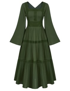 PRICES MAY VARY. 95%Viscose,5%Polyester Imported Pull On closure Hand Wash Only Design: The women's renaissance pirate dress features on square neck, long bell sleeve, elastic waist, high waist, a line silhouette, solid color, the length of the dress falls to the ankle. long lace tiered dress, long flowy swing maxi dress Style: Women Renaissance dress, pirate dress, peasant dress, fairycore dress, aesthetic dress, cottagecore dress,medieval dress,vintage dress Occasion: This renaissance dress we Pirate Dress, Flowy Dress Long, Church Fits, Flowy Midi Dress, Aesthetic Dress, Cute Modest Outfits, Viscose Dress, Cottagecore Dress, Medieval Dress