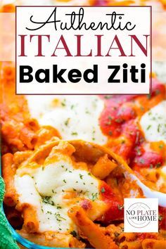 the cover of authentic italian baked ziti