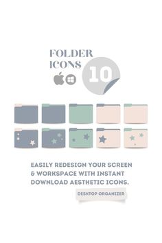 the folder icon set is shown with different colors and sizes, including stars on them