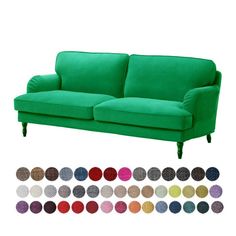 an image of a couch with different colors and sizes in front of the color chart