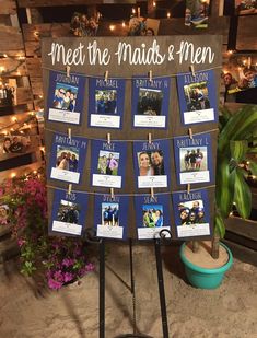 a sign with pictures on it that says meet the maids and men