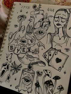 a notebook with some drawings on it