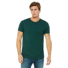 Bella + Canvas Unisex Triblend Short-Sleeve T-Shirt - 3413C, Bella + Canvas, 3413C, EMERALD TRIBLEND, 3XL, T-Shirts, Mens Triblend Short Sleeve Plain T Shirts, 3.8 oz., 50% polyester, 25% combed and ringspun cotton, 25% rayon; 40 single 3.8 oz.; Black Heather Triblend: 70% combed ring-spun cotton, 15% polyester, 15% rayon; Retail fit; Unisex sizing; Sideseamed; Tear-away label Color: Green.  Age Group: adult. Blank Apparel, Cortes De Cabello, Unisex Shorts, Black Charcoal, Modern Fit, Bella Canvas, Breathable Fabric, Shirts Tops, Emerald