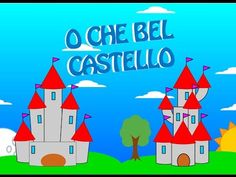 a cartoon castle with the words o che bel casteello