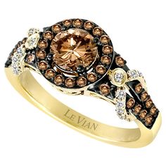 LeVian 14K Yellow Gold Round Chocolate Brown Diamond New Cocktail Halo Ring Chocolate Diamonds, Brown Diamond, Sample Sale, Halo Ring, Halo Rings, Cocktail Rings, Chocolate Brown, Fashion Rings, Bracelet Watch