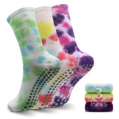 PRICES MAY VARY. Packaging Quantity: The package contains 3-pairs of tie-dye socks, sufficient quantity to meet your daily use and replacement needs, and the size is unified Non-slip design：Keep your feet on the ground during your Pilates or yoga session with our women's non-slip grip socks, which are designed with all-round silicone grips for maximum traction Breathable and Sweat-Proof：Experience the ultimate in comfort and breathability with our high stretch, sweat-wicking cotton fabric that k Calf Exercises, Pop Pilates, Pilates Socks, Ballet Workout, Tie Dye Socks, Pilates For Beginners, Yoga Socks, Comfortable Socks, Pilates Studio