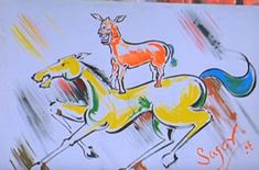 a drawing of two horses on top of each other with the words sorry written below