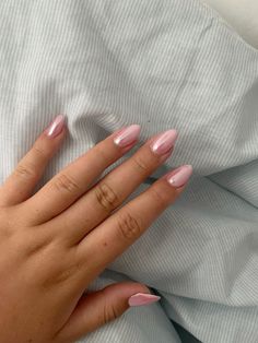 Pink chrome nails💗💗💗 Like Pink Chrome Nails, Chrome Nails Almond Pink, Fresh Pink Nails, Natural Color Chrome Nails, Pink Chrome Round Nails, Coral Chrome Nails Almond, Light Pink With White Chrome Nails, Pink Chrome Natural Nails, Pink Chrome Wedding Nails