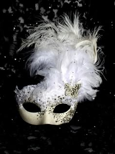 Swan Masquerade Mask, Pierrot Clown, Ball Mask, Feather Mask