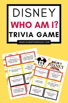 the disney who am trivia game is shown with mickey mouse's name on it