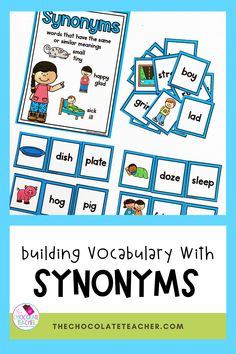 Picture of a synonym poster and sorting activity Teaching Vocabulary Activities, Increase Vocabulary, Improve Vocabulary