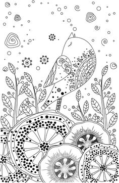 a black and white coloring page with flowers