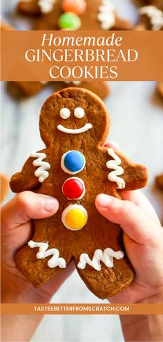 Decorated gingerbread cookies, soft and chewy, great for homemade gifts. Simple Gingerbread Recipe, Soft Gingerbread Cookies Recipe, Soft And Chewy Gingerbread Cookies, Easy Gingerbread Cookie Recipe, Homemade Gingerbread Cookies, Gingerbread Cookies Recipe, Easy Gingerbread Cookies, Soft Gingerbread