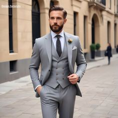 This is new modern Slim fit 3D Cut style which give you look slimmer and smarter. Item Include ( Coat+ Vest+ Pant) Color - grey Jacket and vest are lined with 100% Satin Notch Lapel, Two Pockets at bottom of jacket and one inside. Free Express Shipping all over the world. 3pc Suit For Men Wedding, Charcoal Grey Suit Wedding, Grey Tuxedo Wedding, Grey Suits For Men, Men Wedding Wear, Gray Groomsmen, 3 Piece Suit For Men, Grey 3 Piece Suit, Gray Groomsmen Suits