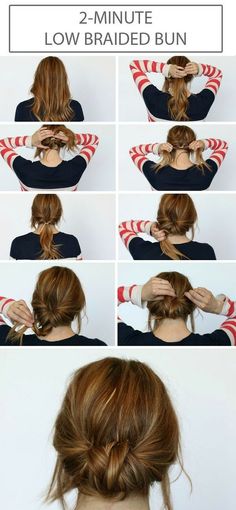 2 Minute Hair DIY - Low braided bun! Summer Hair Buns, Hair Bun Tutorial, Beach Hairstyles, Braided Bun, Good Hair Day, Hair Today