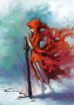 bid knife Red Riding Hood Art, Kickass Women, Red Ridding Hood, Woman In Red, Red Cape, Red Hood, Art And Illustration, Little Red Riding Hood, Red Riding Hood