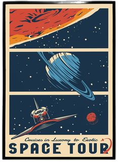 an old poster with space and planets in it