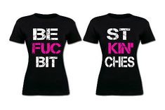 Trendy Fashion ?? BFF Best F*ckin' Bitches Matching T shirts Best friends Sisters party shirts", Women's Top Bestie Shirts Funny, Bff Tshirts Funny Best Friends, Matching Shirts For Best Friends, Bff Outfits Matching, Pen Designs, Tie Die Shirts, Bff Matching Outfits, Friend Shirts, Best Friend T Shirts