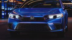 Front view of the 2022 Honda Civic Sport Sedan in Aegean Blue Metallic. Fuel Efficient Cars, Tamiya Models, Aegean Blue, Sport Sedan, Civic Ex, Volvo V60