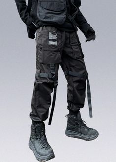 Darkwear/Warcore Soldier Pants Outdoor Techwear Trousers, Techwear Cargo Style Long Pants, Techwear Pants With Side Pockets, Techwear Bottoms With Tapered Leg And Multiple Pockets, Combat Style Long Pants With Pockets, Combat Style Cargo Pants With Hip Pockets, Techwear Long Pants With Cargo Pockets, Techwear Parachute Pants With Pockets, Military Cargo Pants For Streetwear