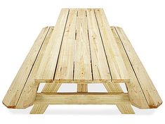 a picnic table made out of wooden planks with one section missing from the top