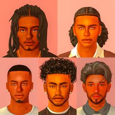 four different faces of men with dreadlocks and piercings on their foreheads