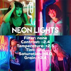 neon lights are featured in this collage with the caption'neon lights '