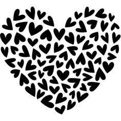 a heart made up of black hearts