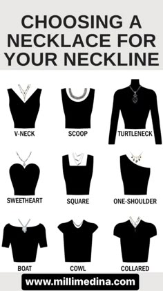 Necklace For Neckline, Dresses By Pattern, Mode Tips, Fashion Vocabulary, Dress Sketches, Neckline Dress, Fashion Capsule, Looks Black, Round Faces