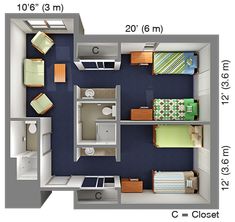 the floor plan for a two bedroom apartment