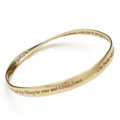 a gold bang bracelet with the words, i am sorry for ever and grace