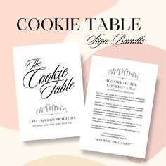 the cookie table sign bundle is shown in two different font styles, including one for each letter