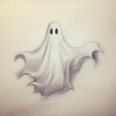 a drawing of a ghost with two eyes