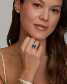 18K Yellow Gold Emerald Cut London Blue Topaz Ring with Diamonds, .61 TCWOrnament is 1/2 Inch x 1/2 Inch Style# YRELBTW London Blue Topaz Ring, London Blue Topaz, Blue Topaz Ring, London Blue, Signature Collection, Topaz Ring, Emerald Cut, Blue Topaz, Topaz